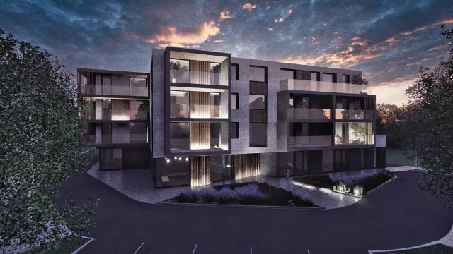 Grafika główna budynek mieszkalny na skraju miasta