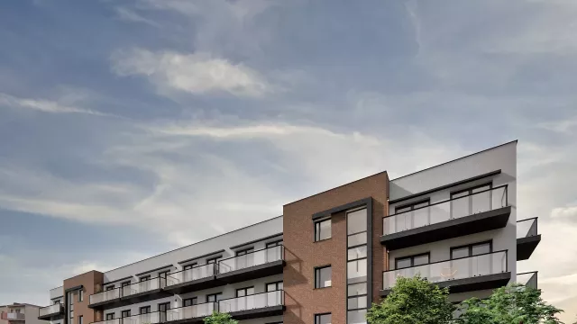 Grafika główna trzy budynki mieszkalne