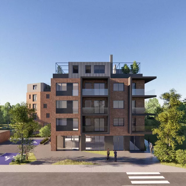 Grafika nr 3 apartamentowiec nad stawem