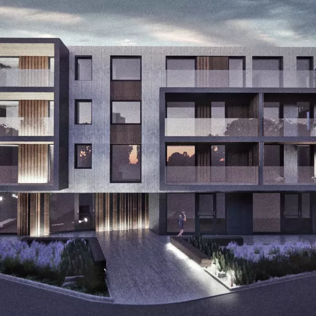 Grafika nr 2 budynek mieszkalny na skraju miasta