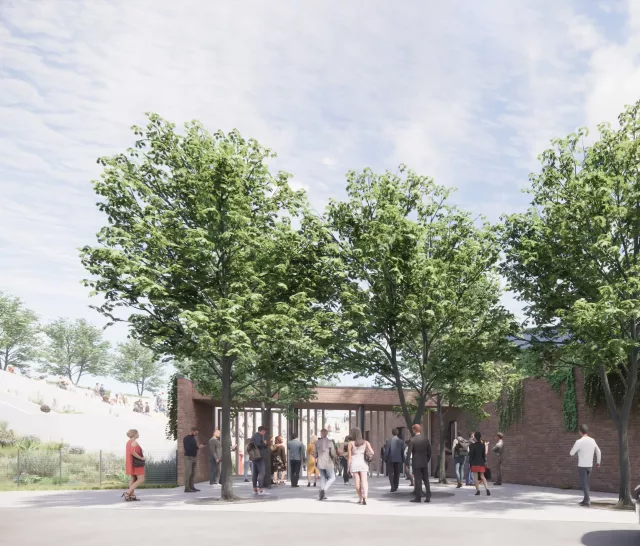 Amfiteatr w Lęborku- widok na wejście nr 1